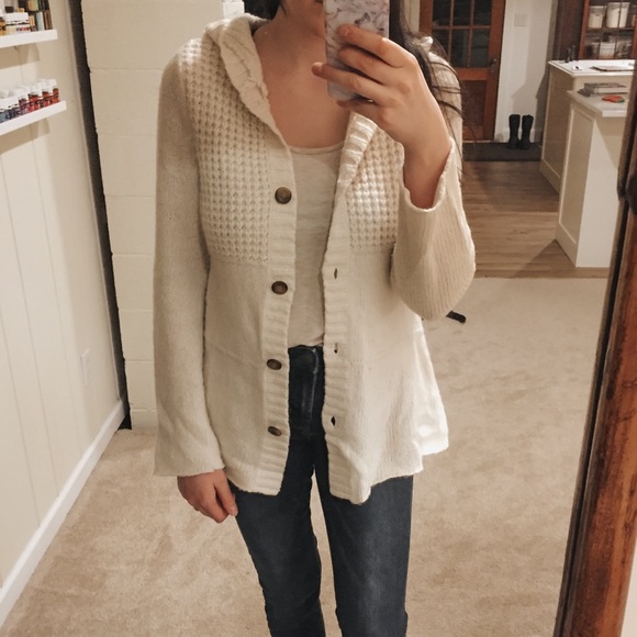 Mossimo Supply Co. Creamy White Knit Hooded Cardi - Picture 4 of 12